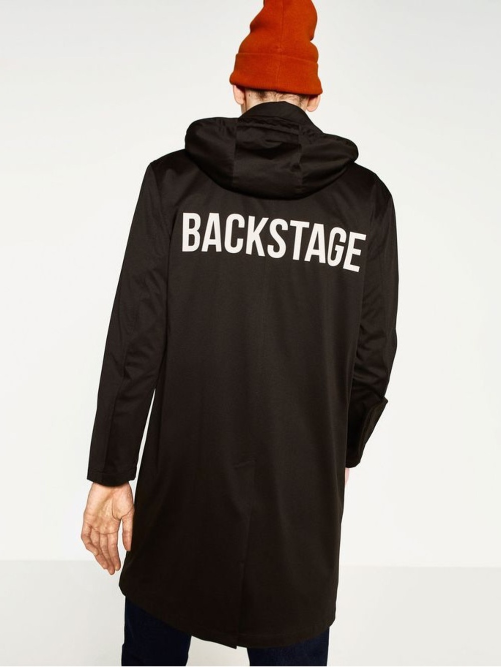 Zara Men's Black Hooded Jacket/Raincoat